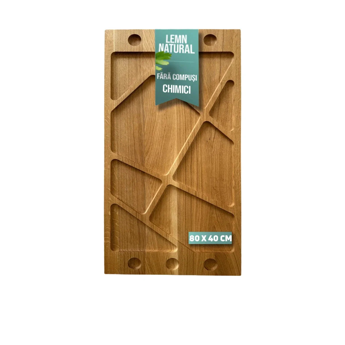 Platou Lemn Stejar pentru Gratare si Aperitive – Dimensiuni 80x40 cm - Reelken