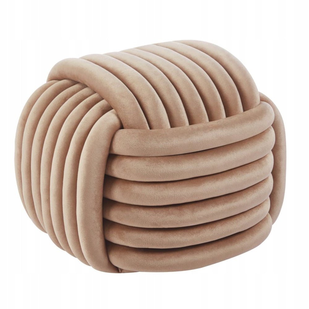 Puf patrat tapitat din catifea, culoare cappucino, cusaturi geometrice, pentru sedere si suport picioare, 50x50x40 cm - Reelken