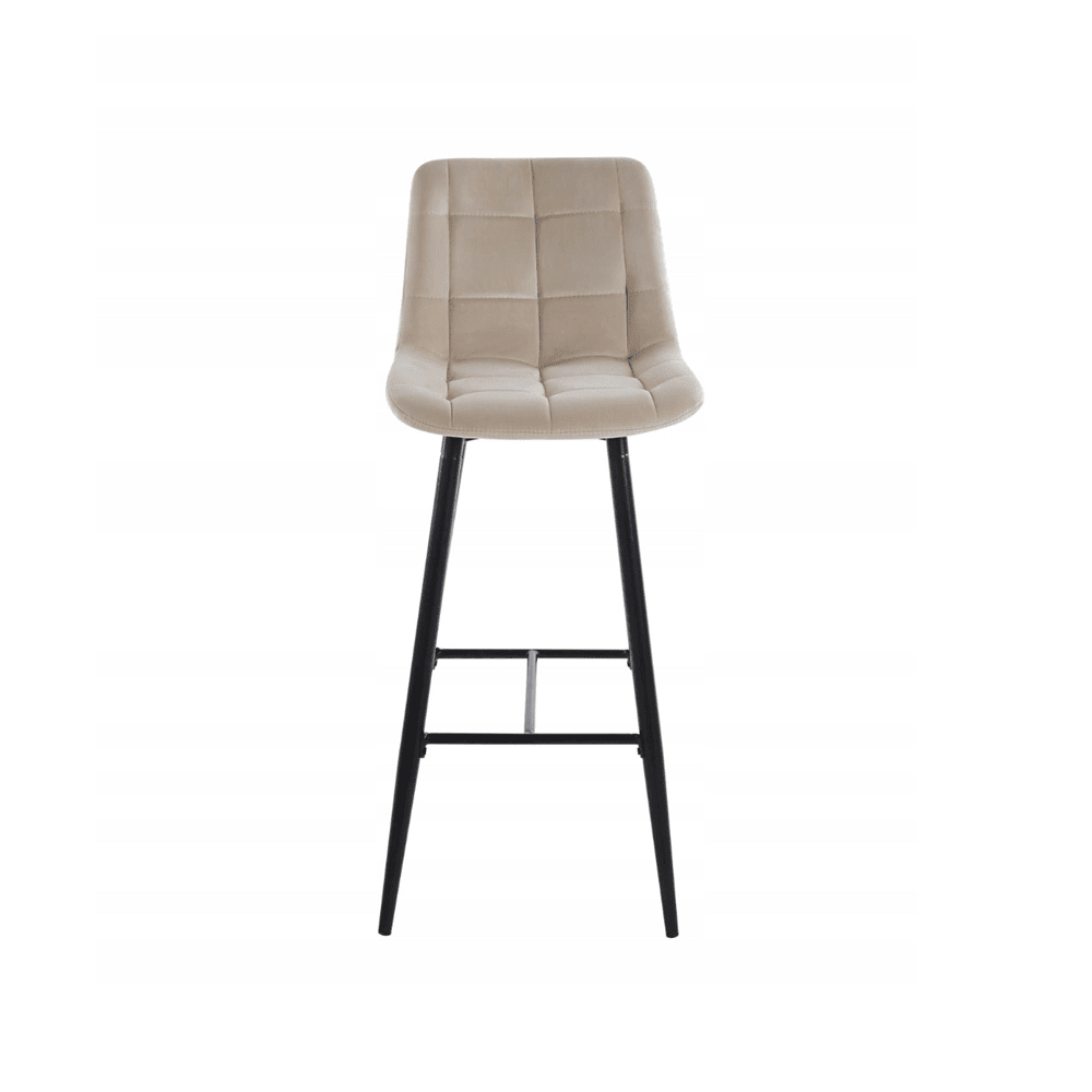 Scaun de bar, tapițerie catifea bej, cadru metalic negru, stil loft, 109 cm - Reelken