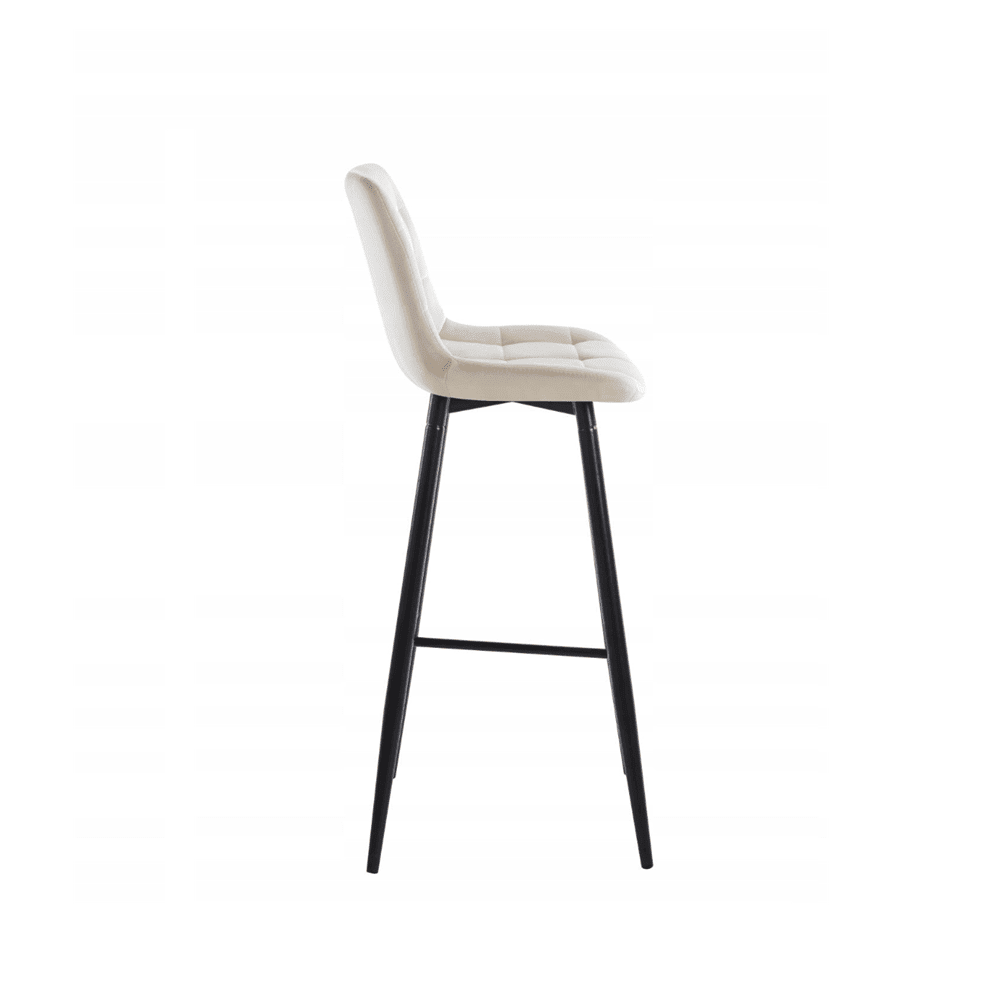 Scaun de bar, tapițerie catifea bej, cadru metalic negru, stil loft, 109 cm - Reelken