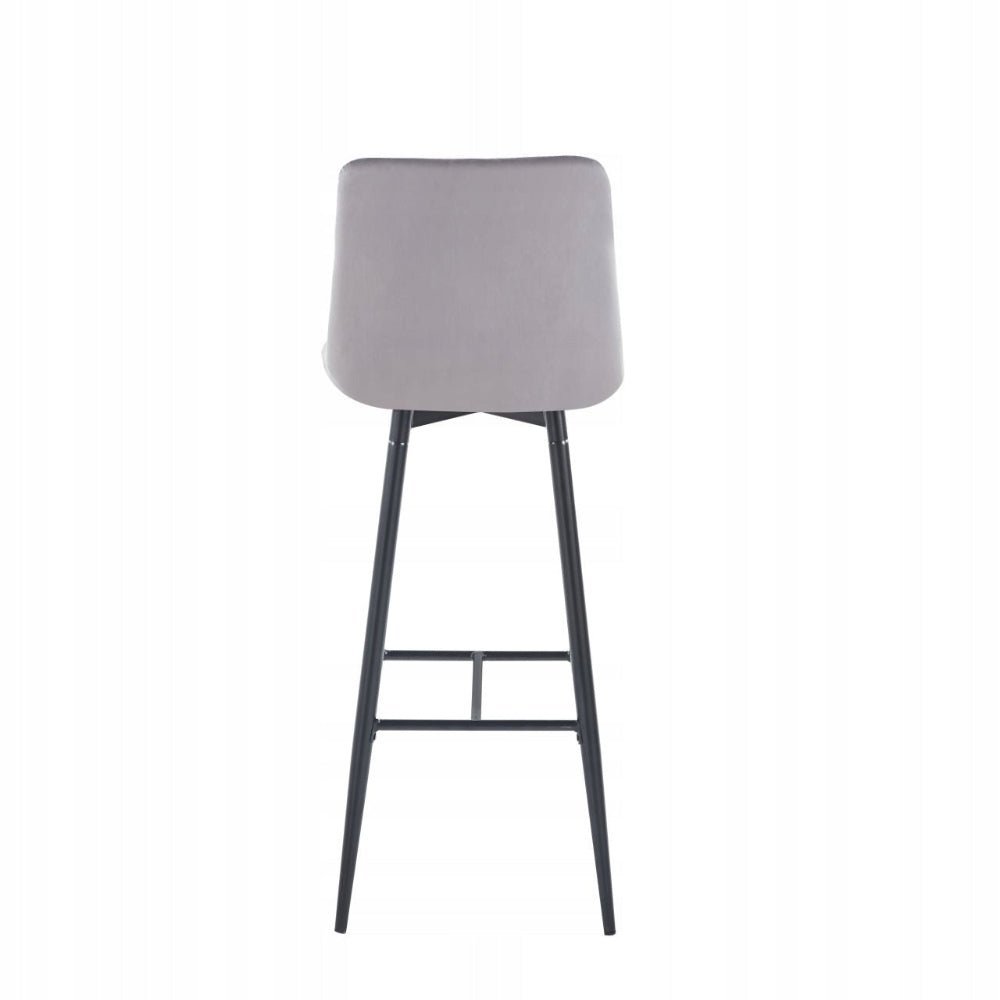 Scaun de bar, tapițerie catifea gri, cadru metalic negru, stil loft, 109 cm - Reelken
