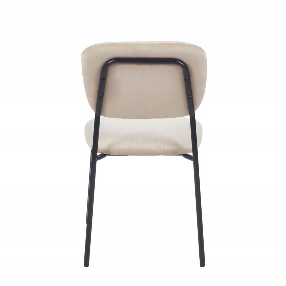 Scaun de dining, tapiterie catifea bej matlasata, picioare metalice negre, stil modern minimalist loft, 85 cm - Reelken