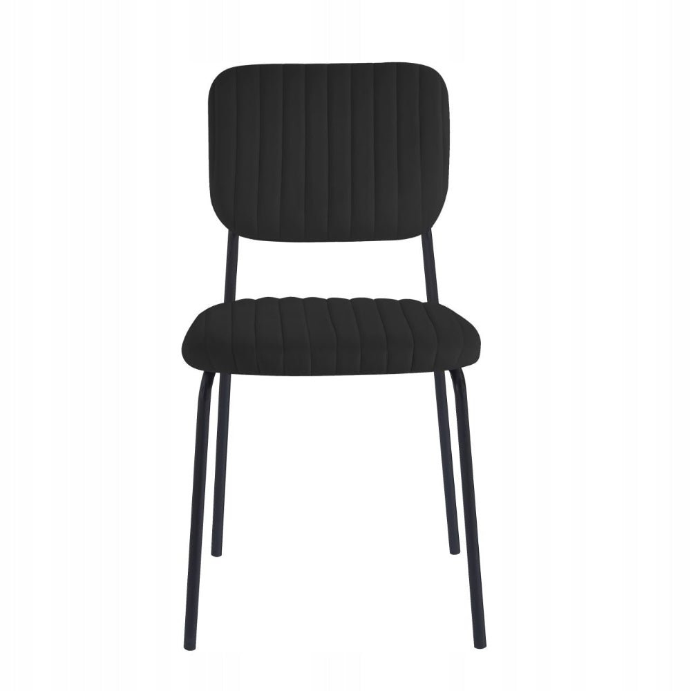 Scaun de dining, tapiterie catifea neagra matlasata, picioare metalice negre, stil modern minimalist loft, 85 cm - Reelken