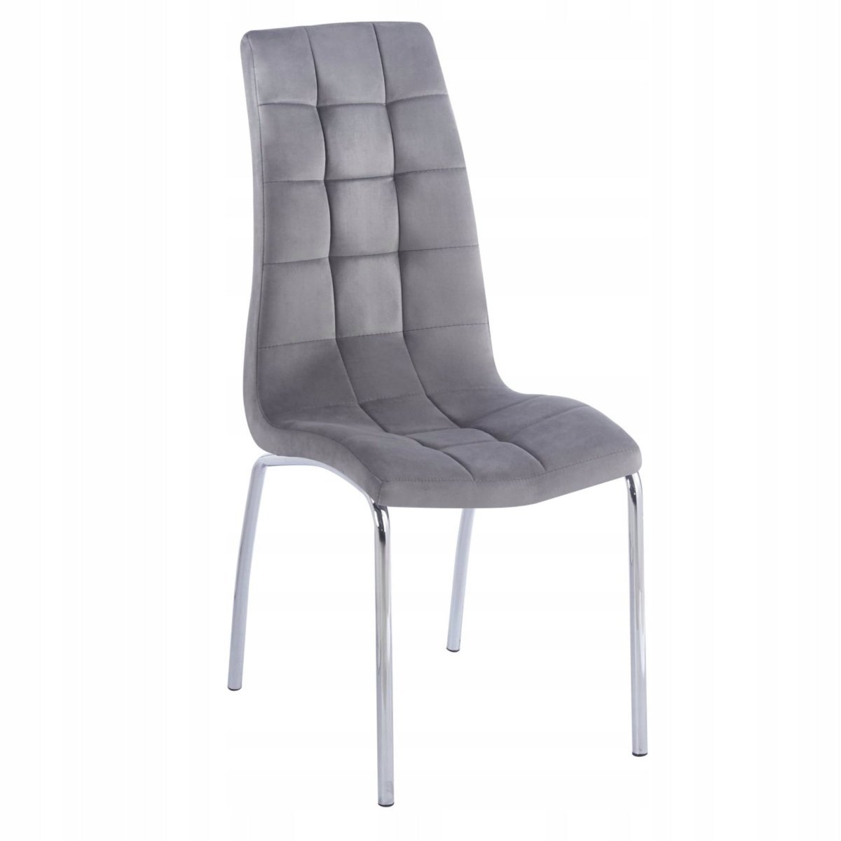 Scaun de dining, velur gri Riviera 91, picioare cromate, 42x41x102 cm, înălțime șezut 48 cm - Reelken