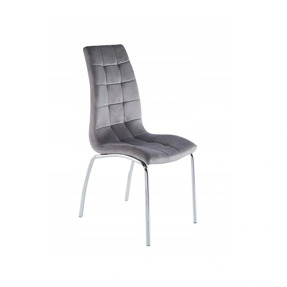 Scaun de dining, velur gri Riviera 91, picioare cromate, 42x41x102 cm, înălțime șezut 48 cm - Reelken