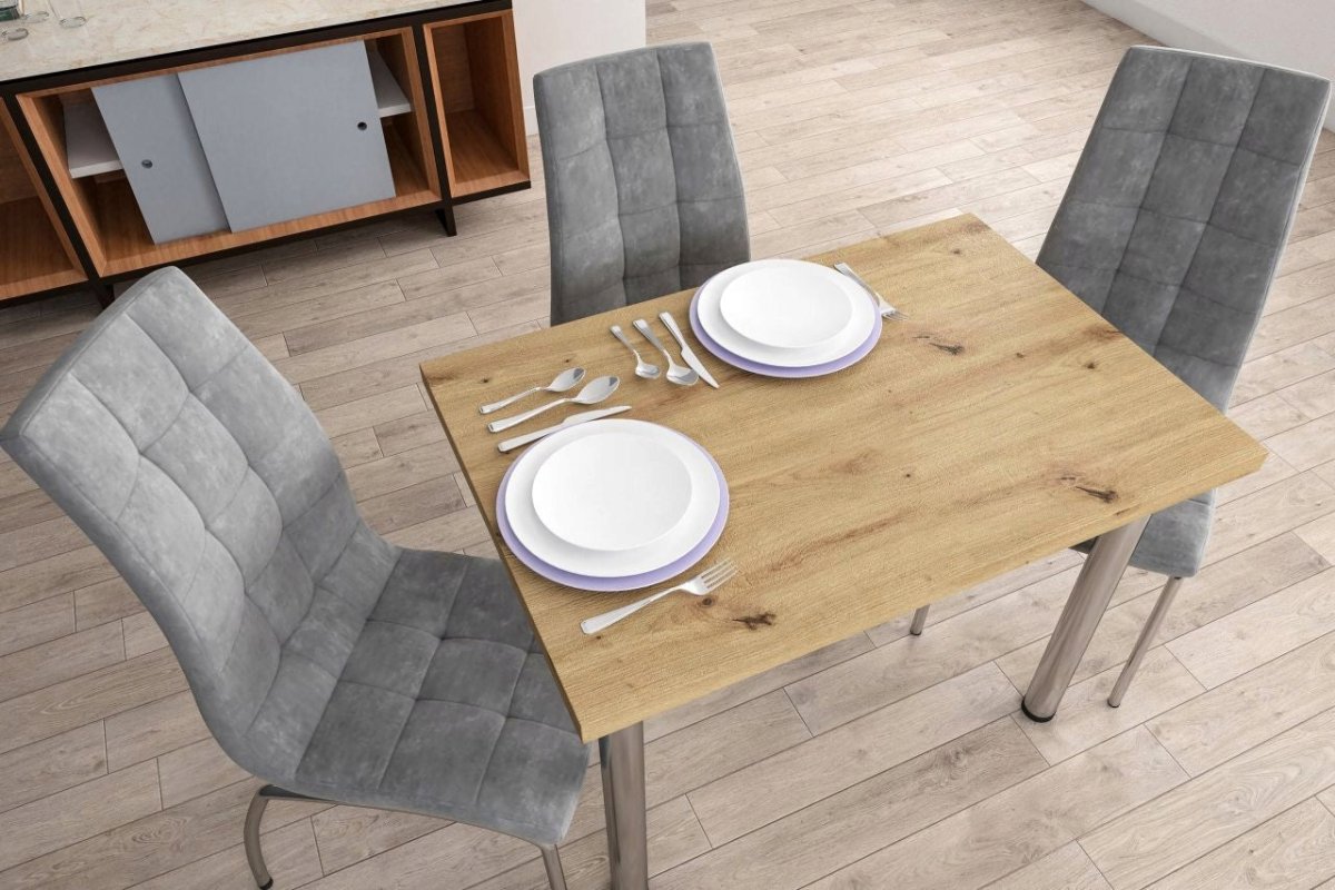 Scaun de dining, velur gri Riviera 91, picioare cromate, 42x41x102 cm, înălțime șezut 48 cm - Reelken