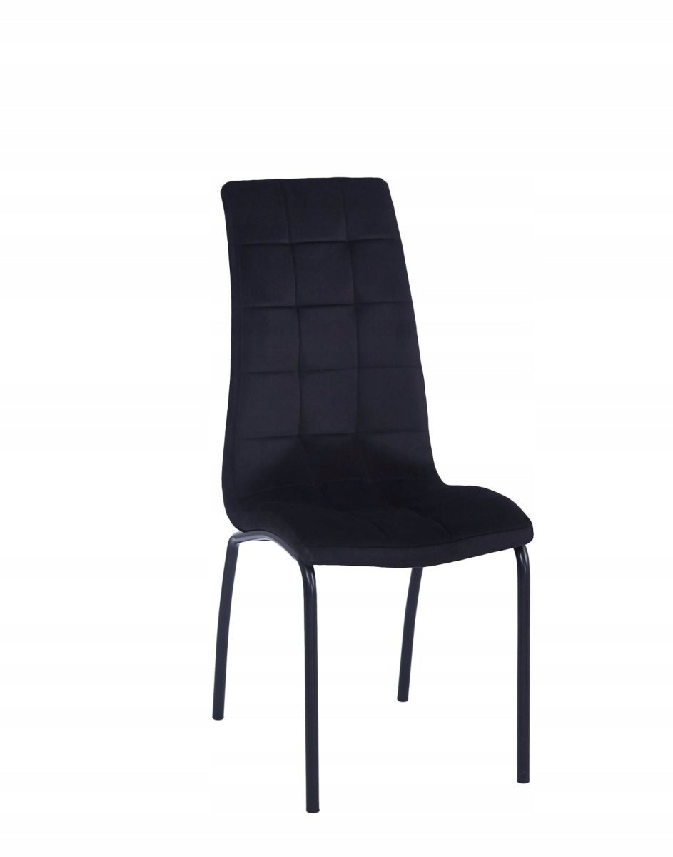 Scaun dining, catifea (welur) neagră, cadru metalic negru, 43x58x102 cm, șezut 49 cm - Reelken