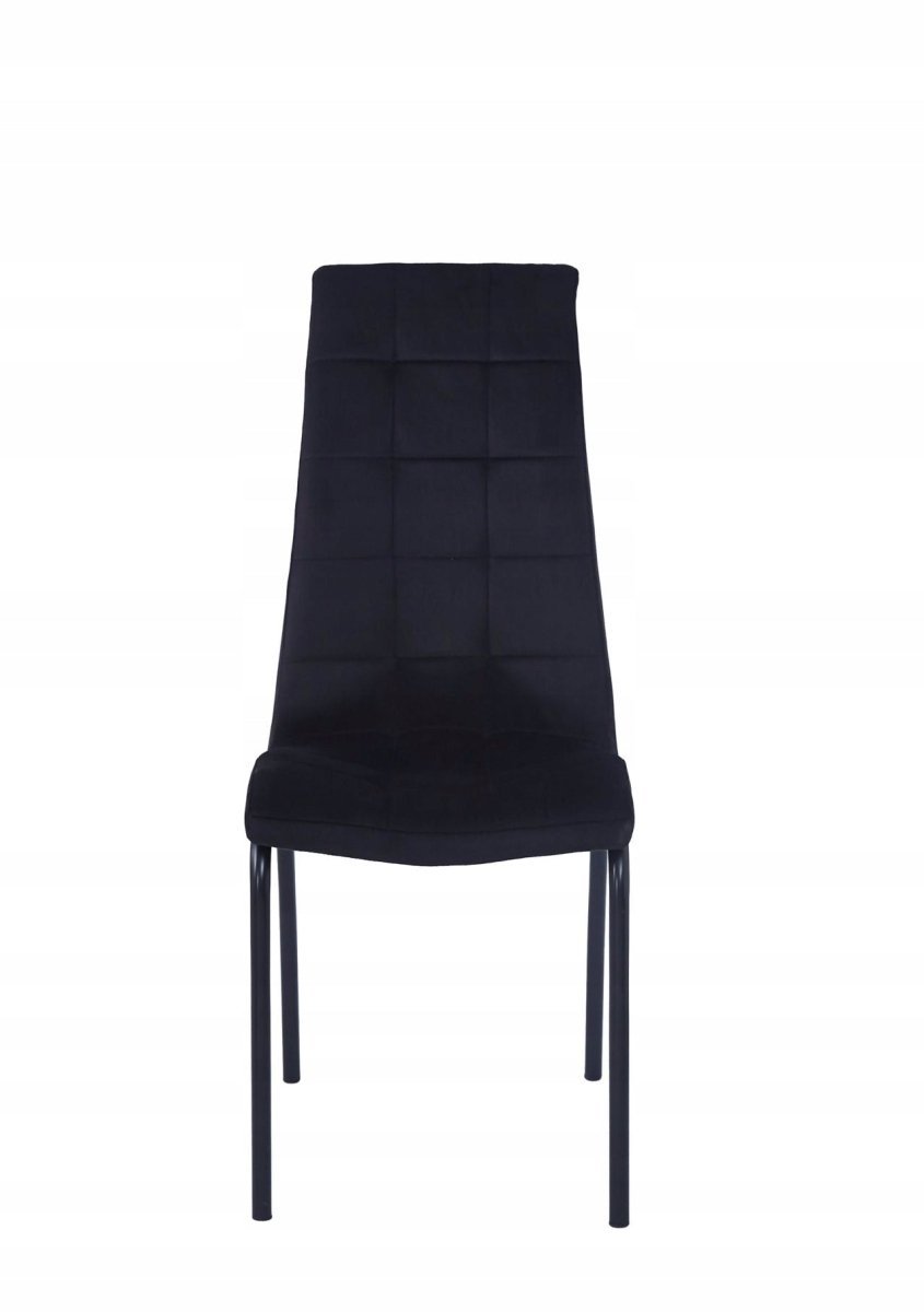 Scaun dining, catifea (welur) neagră, cadru metalic negru, 43x58x102 cm, șezut 49 cm - Reelken