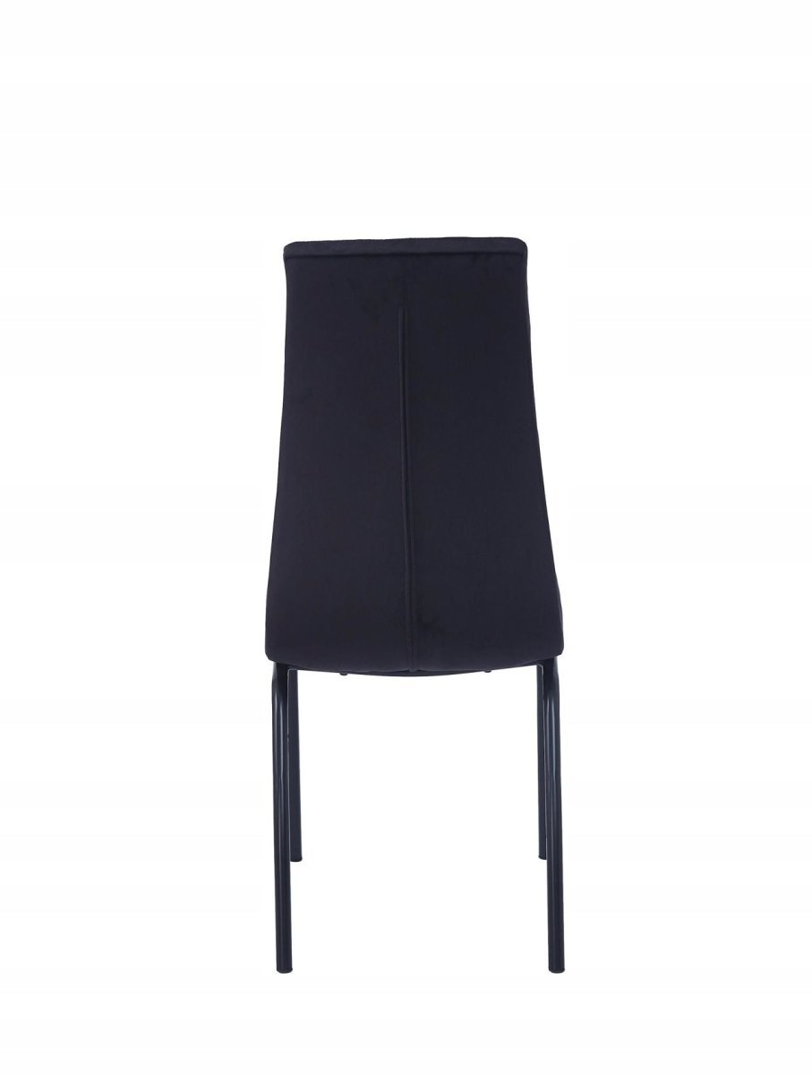 Scaun dining, catifea (welur) neagră, cadru metalic negru, 43x58x102 cm, șezut 49 cm - Reelken