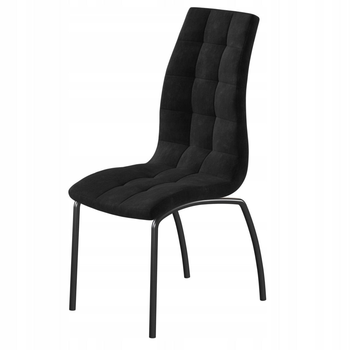 Scaun dining, catifea (welur) neagră, cadru metalic negru, 43x58x102 cm, șezut 49 cm - Reelken