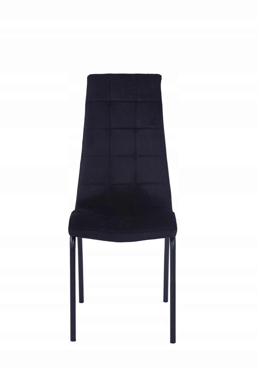 Scaun dining, catifea (welur) neagră, cadru metalic negru, 43x58x102 cm, șezut 49 cm - Reelken