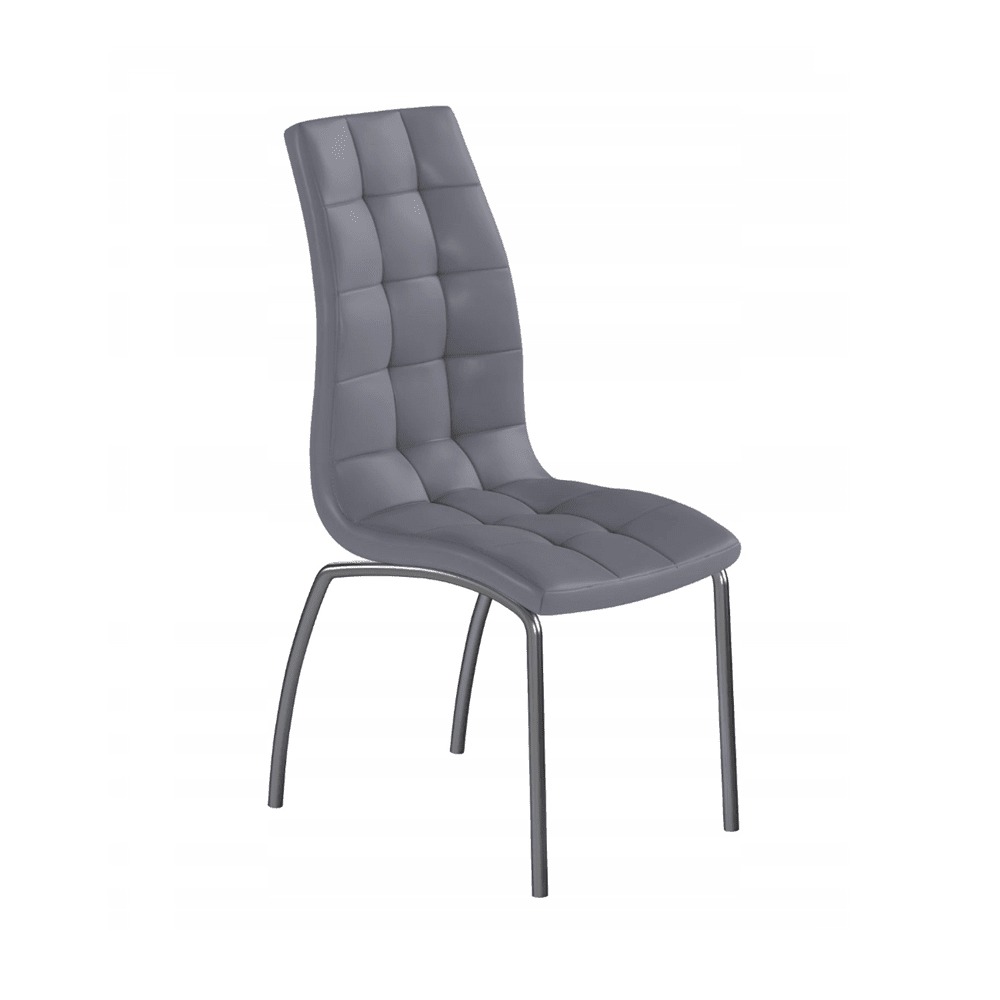 Scaun dining, piele ecologica gri, cadru metalic, 46x46x102 cm - Reelken