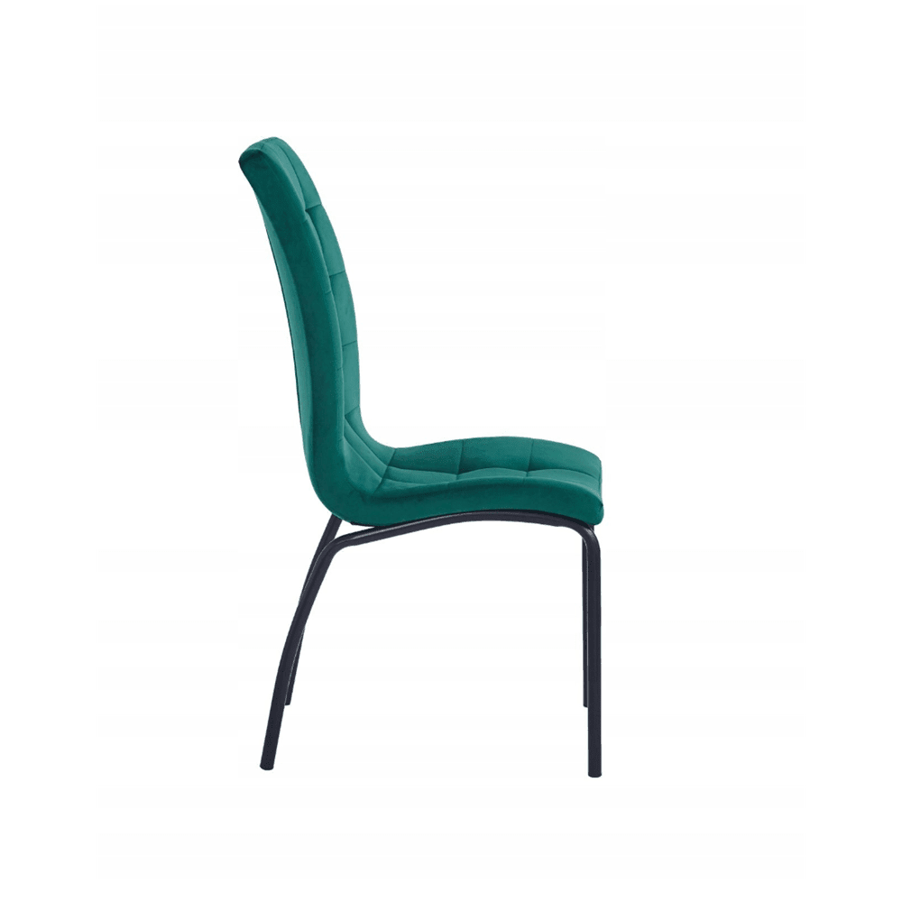 Scaun dining/sufragerie, tapiterie catifea verde, spatar matlasat, picioare metalice negre, 102 cm - Reelken