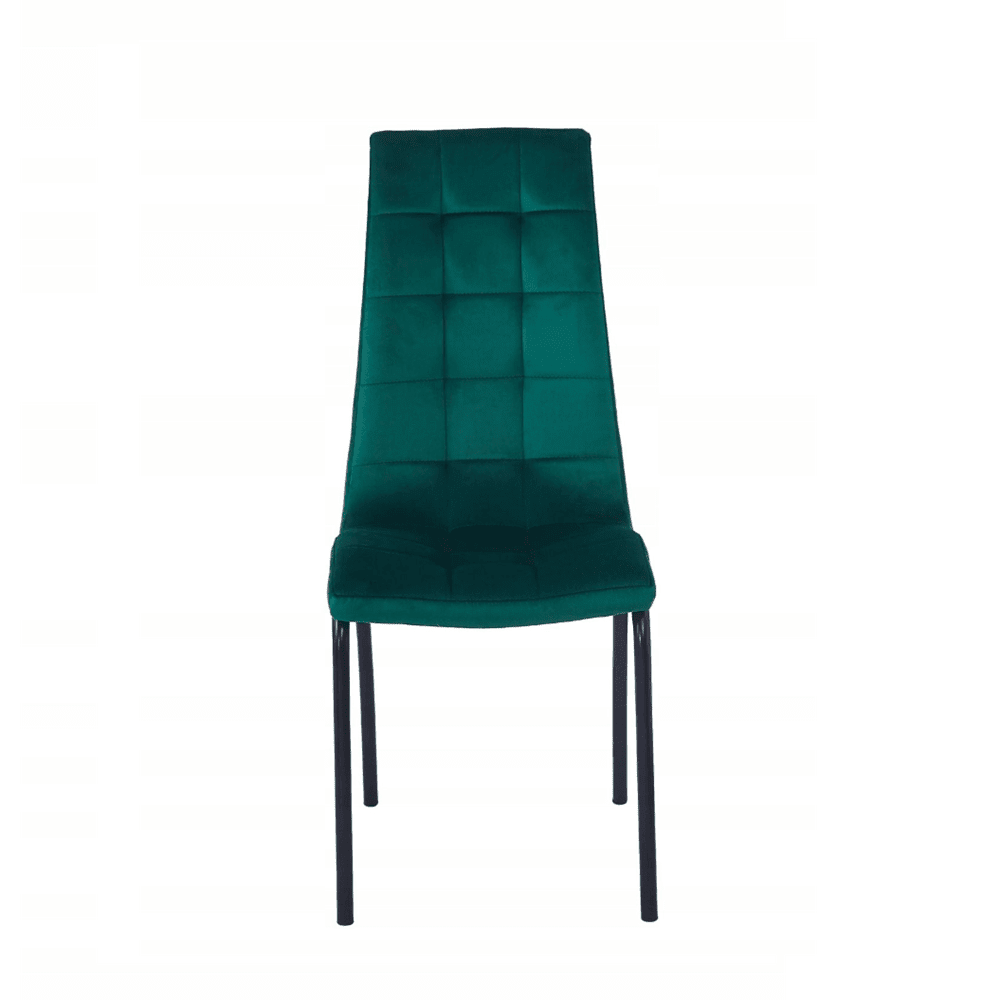 Scaun dining/sufragerie, tapiterie catifea verde, spatar matlasat, picioare metalice negre, 102 cm - Reelken