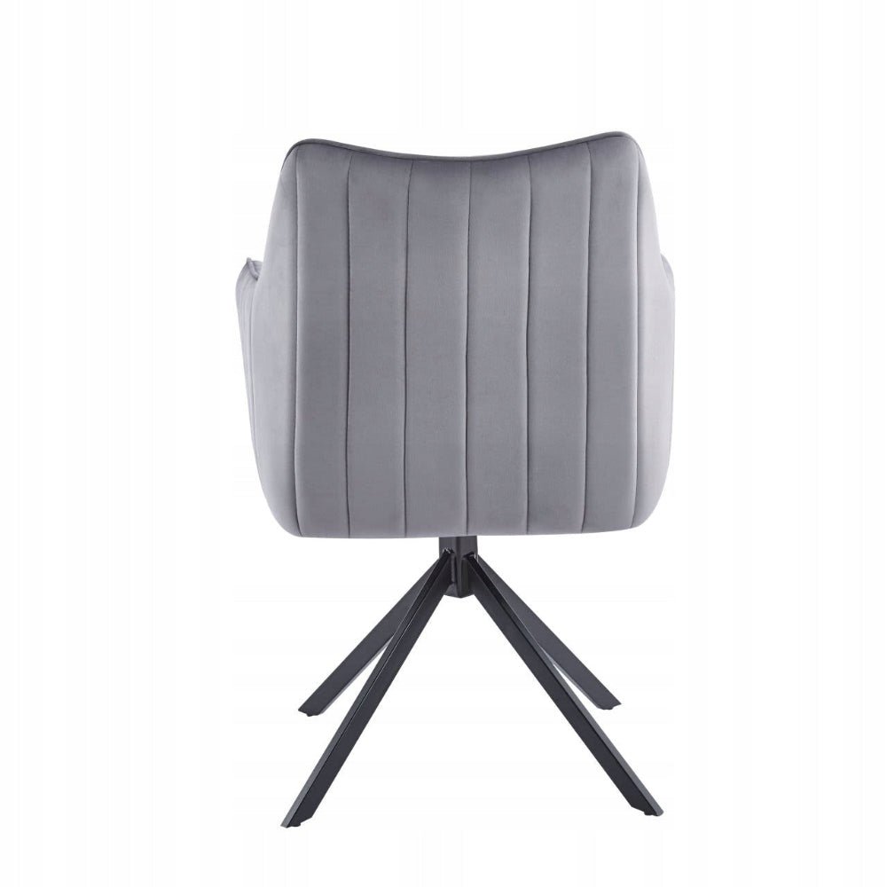 Scaun rotativ, catifea gri, rotire 180° cu revenire automata, reglaj pe inaltime, baza metalica neagra, pentru birou - Reelken