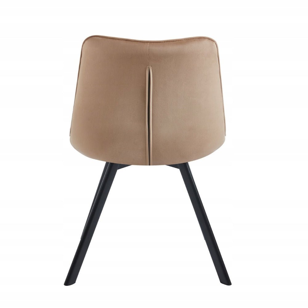 Scaun rotativ, catifea velvet cappuccino (Riviera 24), rotatie 180° cu revenire automata, picioare metalice negre, 86 cm - Reelken