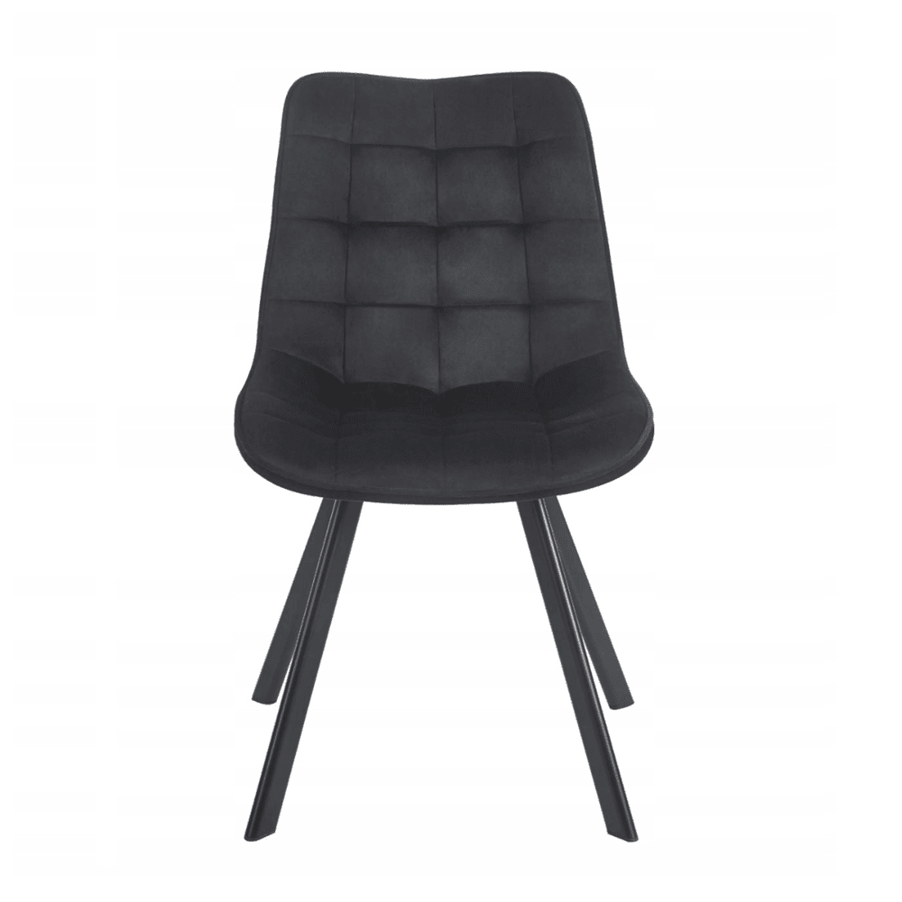 Scaun rotativ, catifea velvet negru (Riviera 100), rotatie 180° cu revenire automata, picioare metalice negre, 86 cm - Reelken