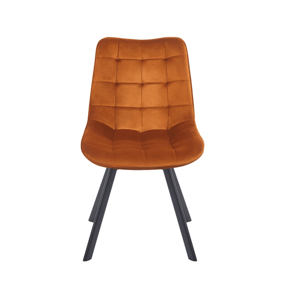 Scaun rotativ, catifea velvet scortisoara, rotatie 180° cu revenire automata, picioare metalice negre, 86 cm - Reelken