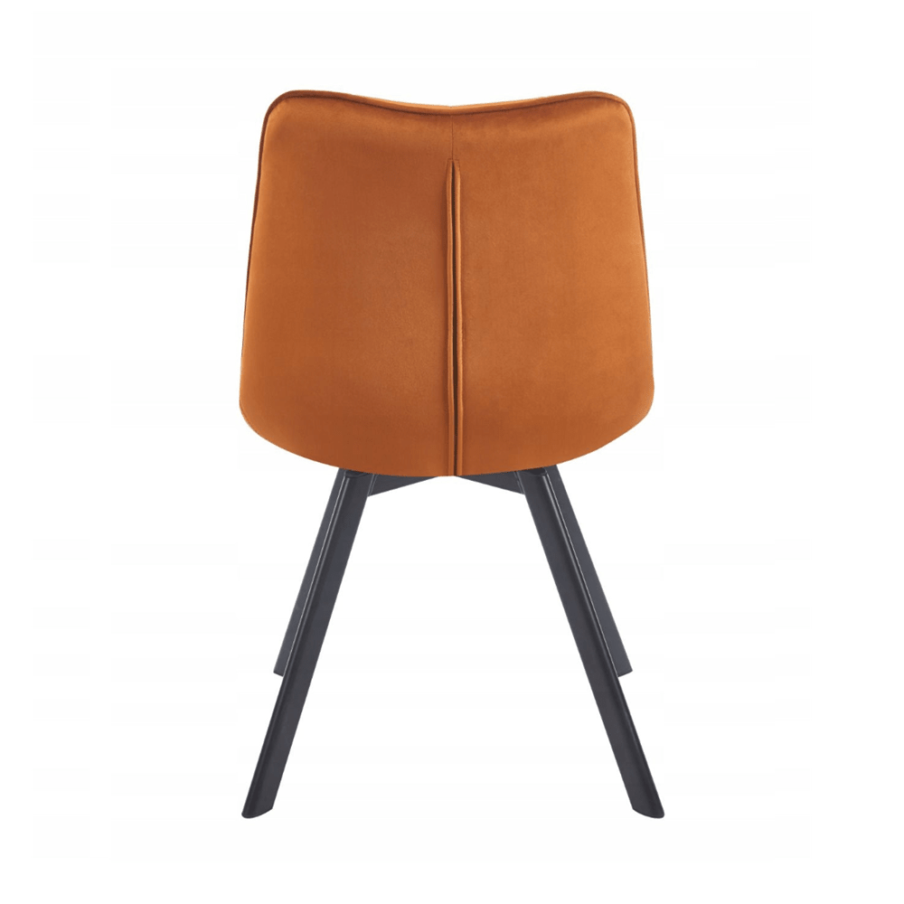 Scaun rotativ, catifea velvet scortisoara, rotatie 180° cu revenire automata, picioare metalice negre, 86 cm - Reelken