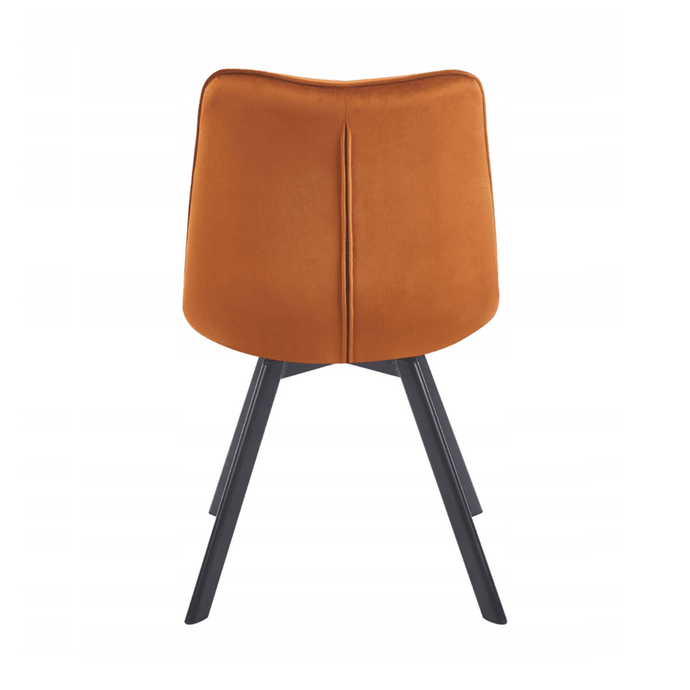 Scaun rotativ, catifea velvet scortisoara, rotatie 180° cu revenire automata, picioare metalice negre, 86 cm - Reelken