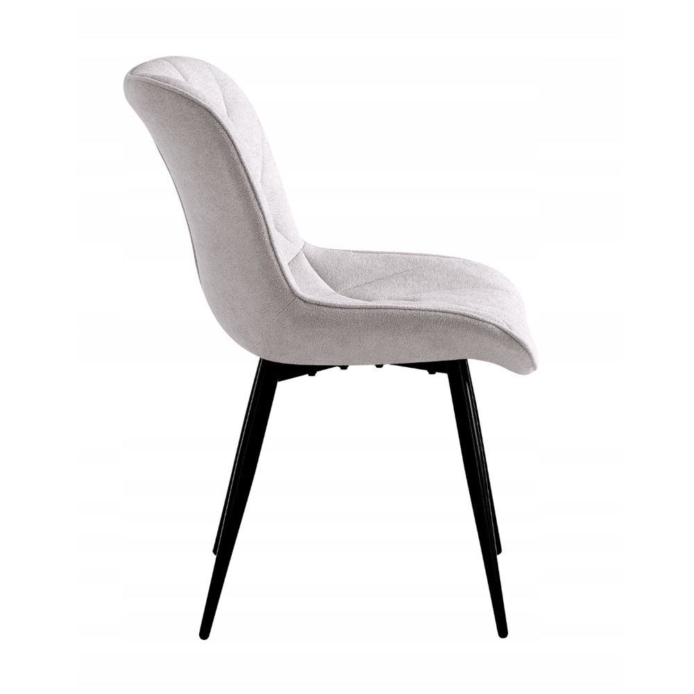 Scaun tapitat bej, tip scoica, loft/modern, tesatura matlasata, picioare metalice negre, 83 cm - Reelken