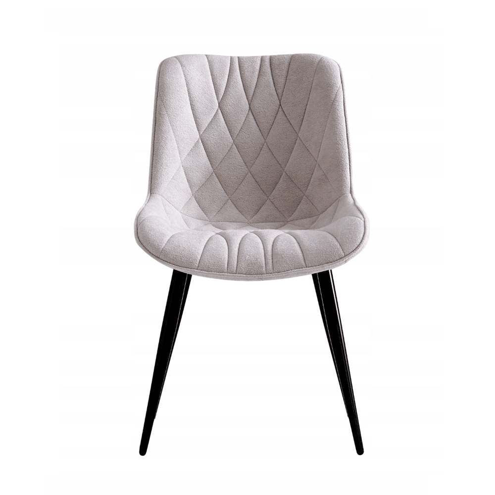 Scaun tapitat bej, tip scoica, loft/modern, tesatura matlasata, picioare metalice negre, 83 cm - Reelken