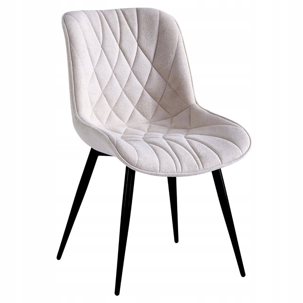 Scaun tapitat bej, tip scoica, loft/modern, tesatura matlasata, picioare metalice negre, 83 cm - Reelken