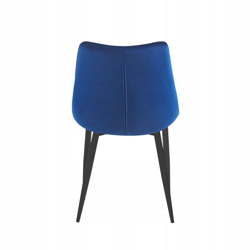 Scaun tapitat, catifea albastra matlasata, picioare metalice negre, pentru dining/living, 89 cm - Reelken