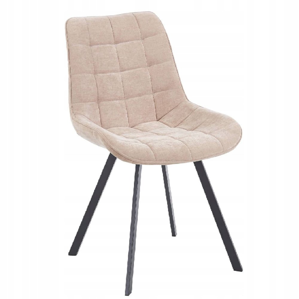 Scaun tapitat, catifea cappucino matlasata, stil loft/modern glamour, picioare metalice negre mate - Reelken