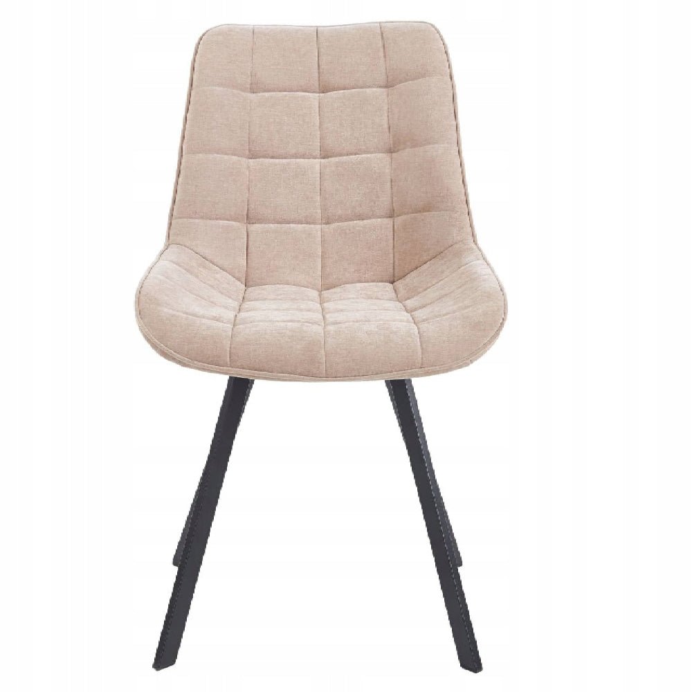 Scaun tapitat, catifea cappucino matlasata, stil loft/modern glamour, picioare metalice negre mate - Reelken
