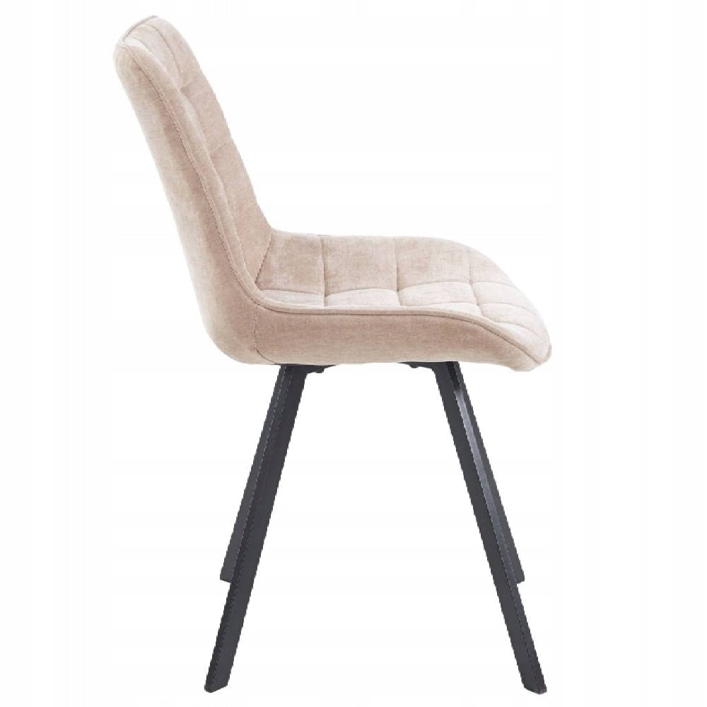 Scaun tapitat, catifea cappucino matlasata, stil loft/modern glamour, picioare metalice negre mate - Reelken
