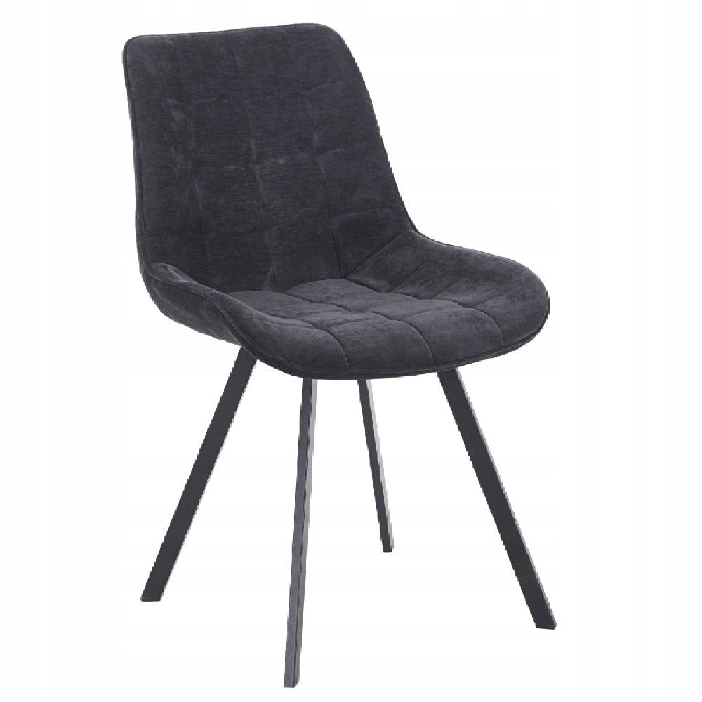 Scaun tapitat, catifea neagra matlasata, stil loft/modern glamour, picioare metalice negre mate - Reelken