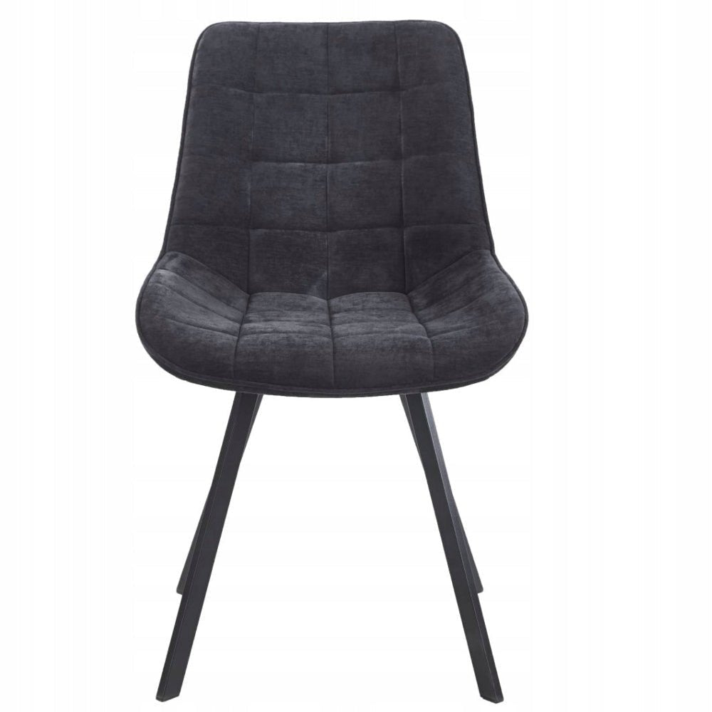 Scaun tapitat, catifea neagra matlasata, stil loft/modern glamour, picioare metalice negre mate - Reelken