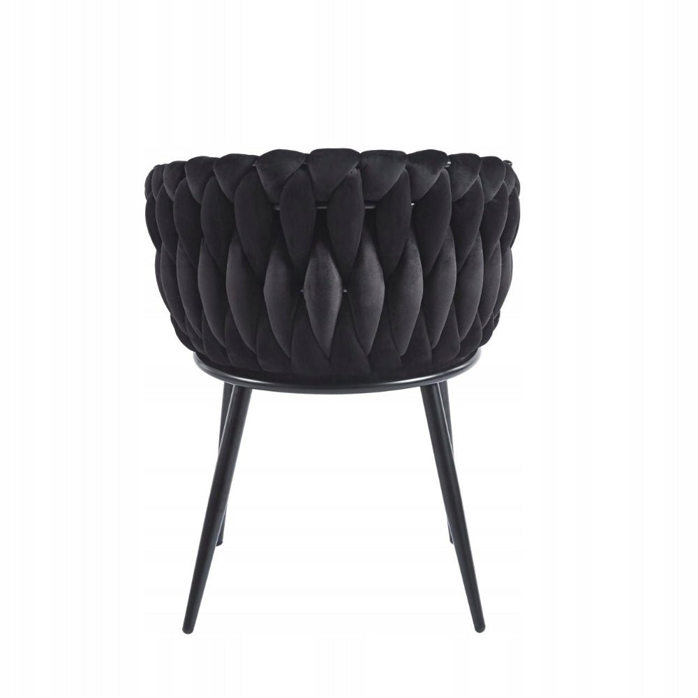 Scaun tapitat, catifea velvet neagra, cadru metalic negru, stil loft modern, sezut cu spumă, 61x50x81 cm - Reelken