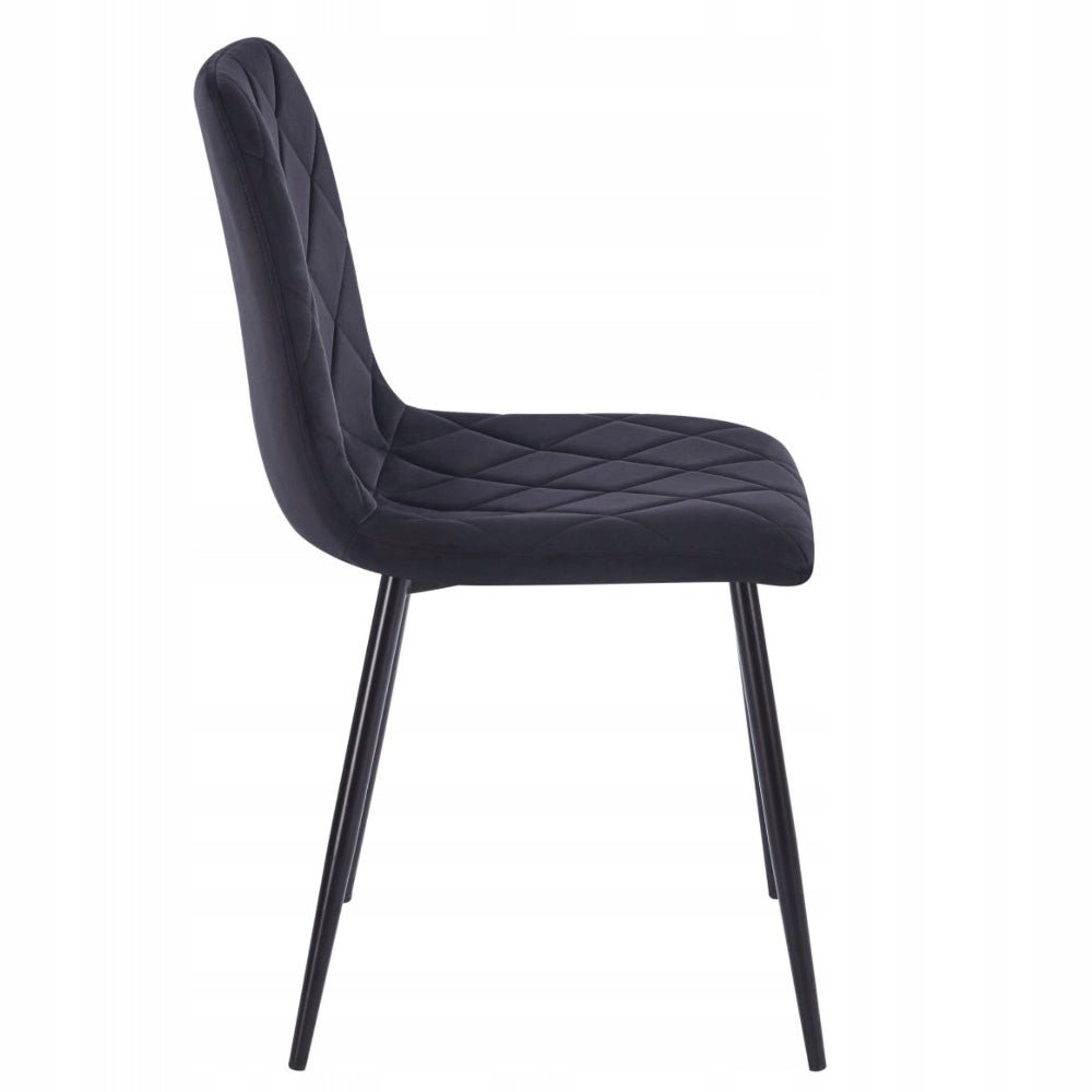 Scaun tapitat, catifea velvet negru, picioare metalice negre, stil loft, pentru living și bucatarie, 87 cm - Reelken