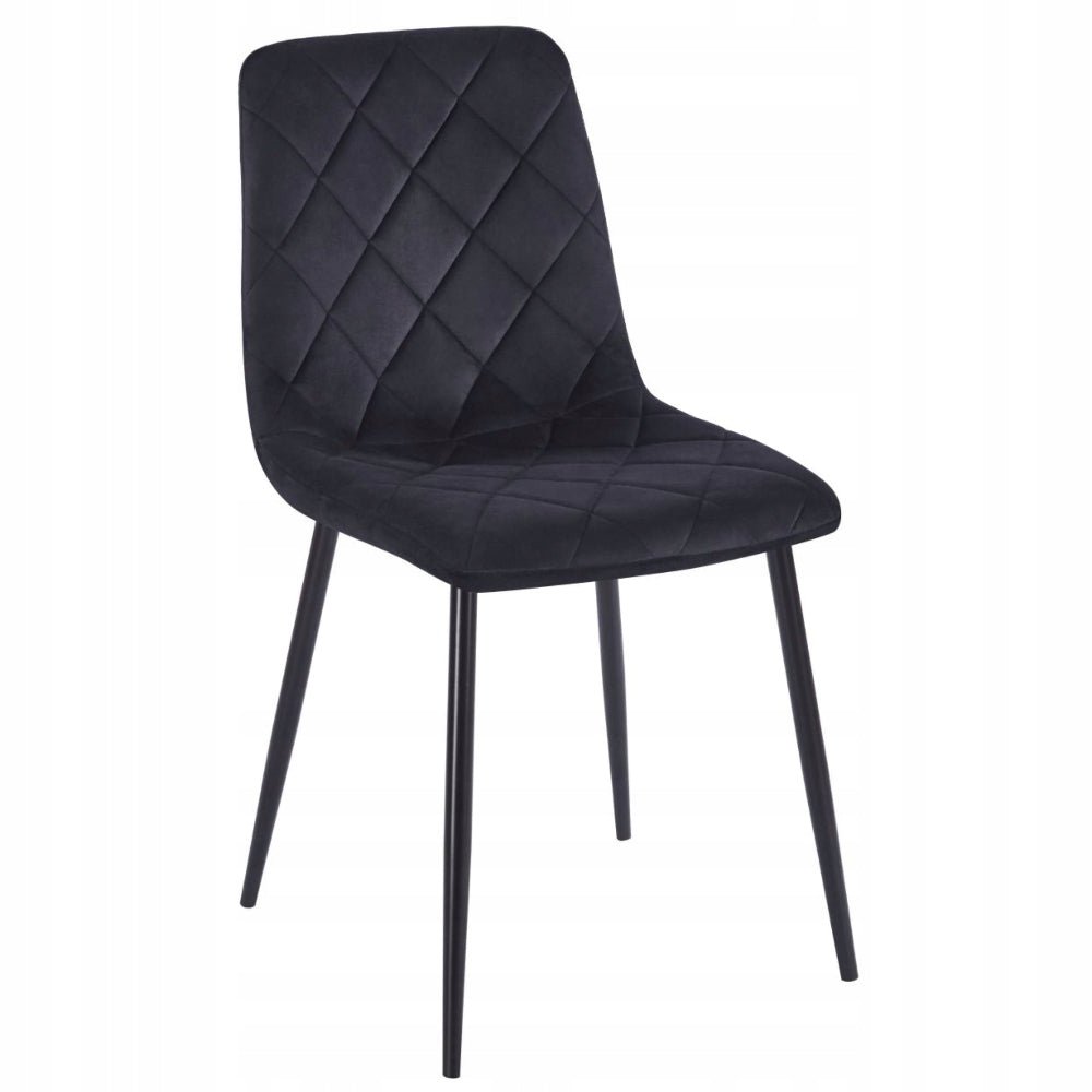Scaun tapitat, catifea velvet negru, picioare metalice negre, stil loft, pentru living și bucatarie, 87 cm - Reelken