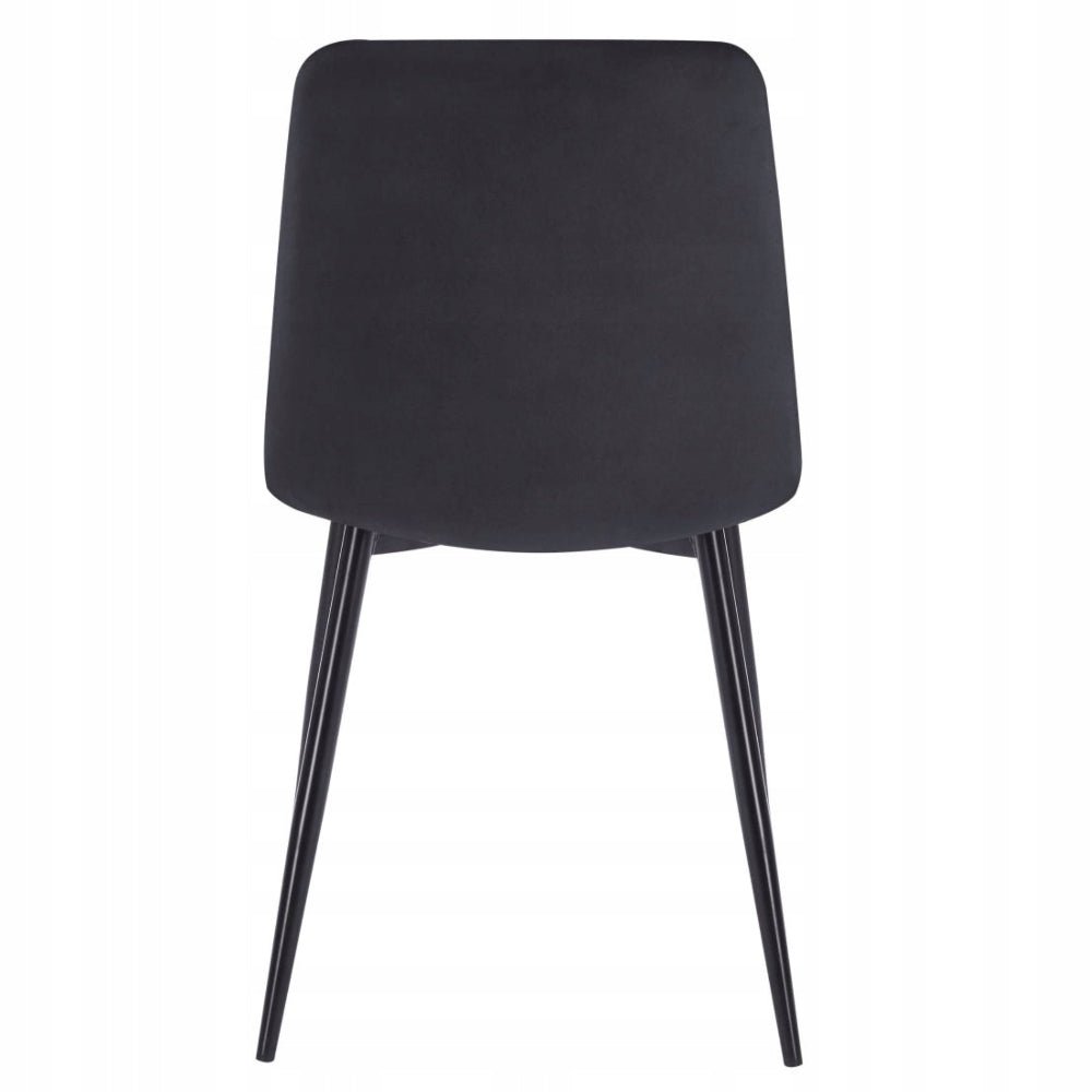 Scaun tapitat, catifea velvet negru, picioare metalice negre, stil loft, pentru living și bucatarie, 87 cm - Reelken