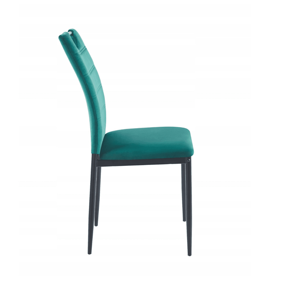 Scaun tapitat, catifea verde, picioare metalice negre, stil loft, cu maner pe spatar, pentru bucatarie/sufragerie/birou, 92 cm - Reelken