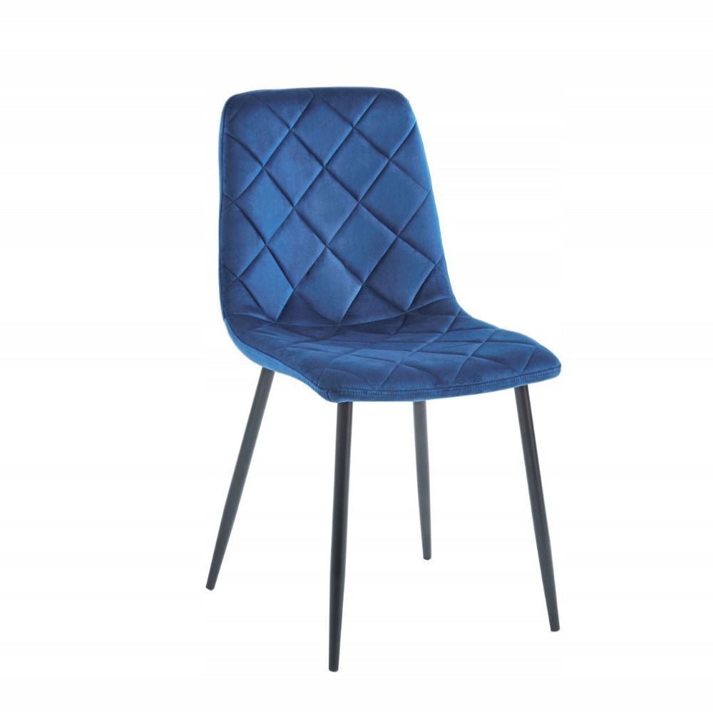Scaun tapitat din catifea albastra, picioare metalice negre, stil loft, pentru dining/living, 87 cm - Reelken