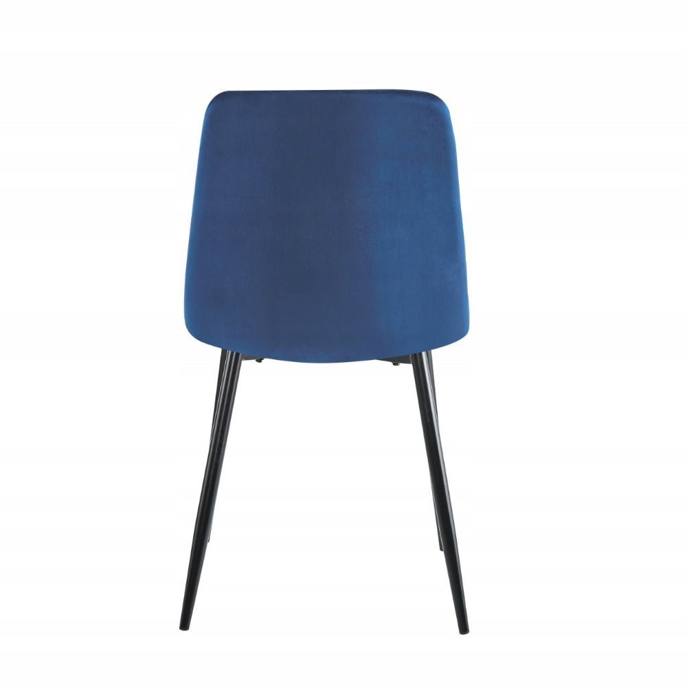 Scaun tapitat din catifea albastra, picioare metalice negre, stil loft, pentru dining/living, 87 cm - Reelken
