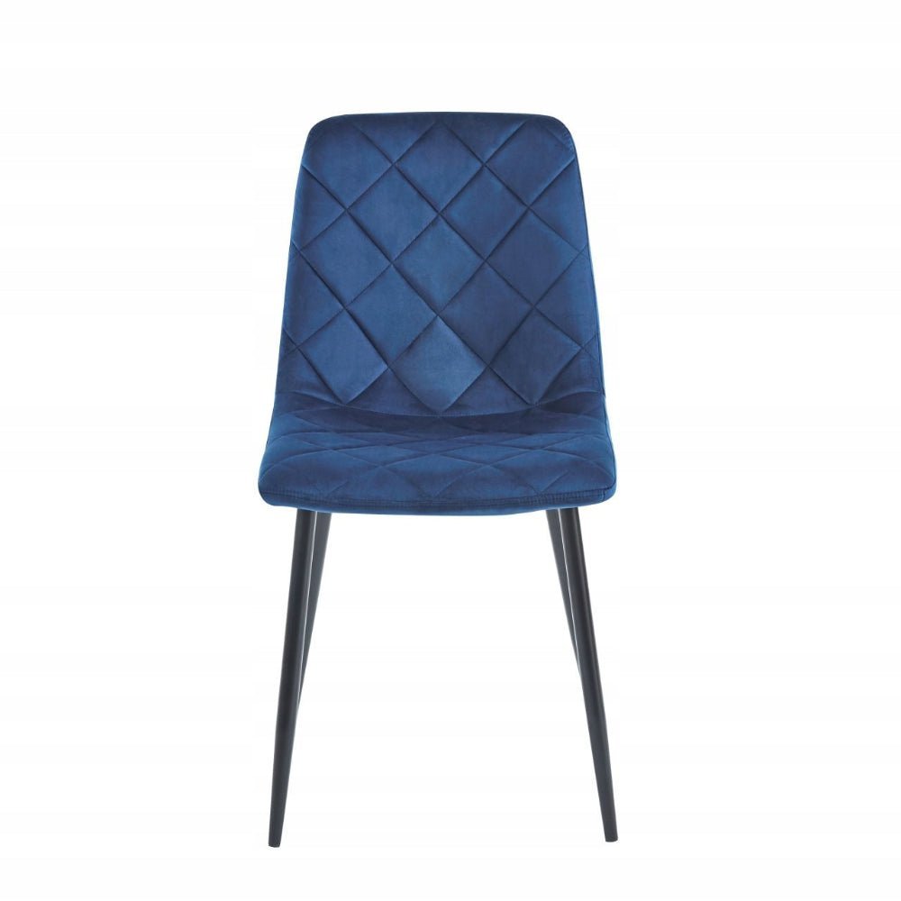 Scaun tapitat din catifea albastra, picioare metalice negre, stil loft, pentru dining/living, 87 cm - Reelken