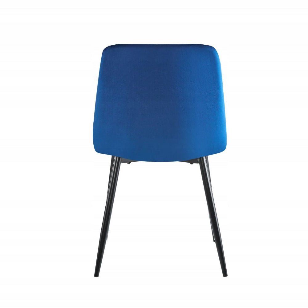 Scaun tapitat din catifea albastra, stil loft, picioare metalice negre, pentru living/birou, 87 cm - Reelken