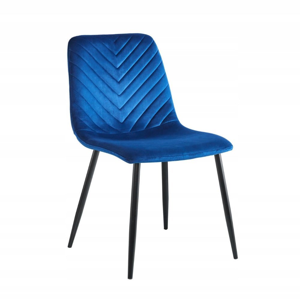 Scaun tapitat din catifea albastra, stil loft, picioare metalice negre, pentru living/birou, 87 cm - Reelken