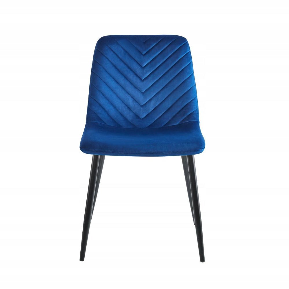 Scaun tapitat din catifea albastra, stil loft, picioare metalice negre, pentru living/birou, 87 cm - Reelken