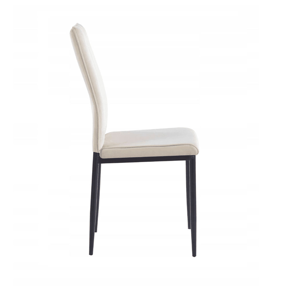 Scaun tapitat din catifea bej, picioare metalice negre, stil Glamour, pentru living/birou, 92 cm - Reelken