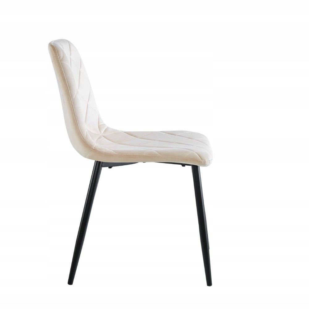 Scaun tapitat din catifea bej, picioare metalice negre, stil loft, pentru living/birou, 87 cm - Reelken