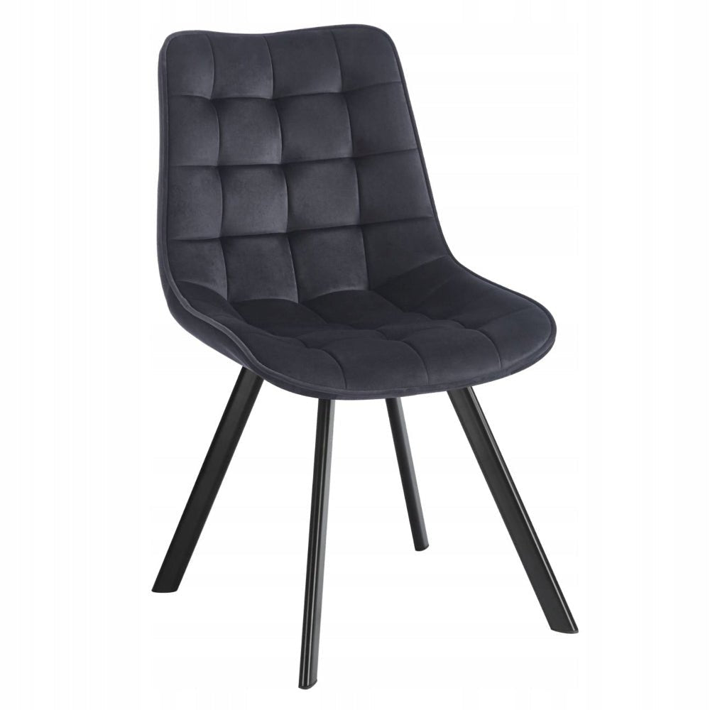 Scaun tapitat din catifea, culoare negru, picioare metalice negre, stil loft, pentru living si dining, 89 cm - Reelken