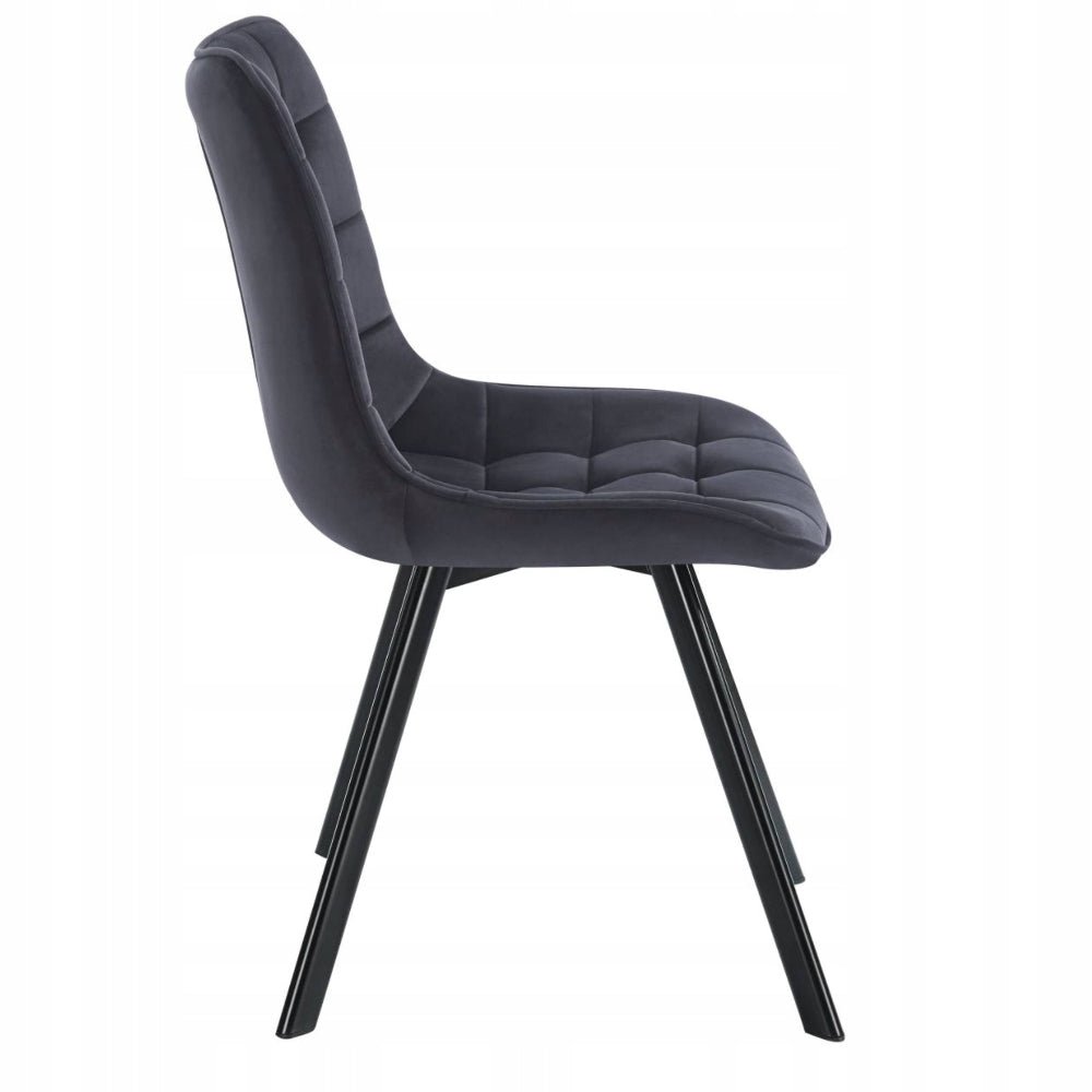Scaun tapitat din catifea, culoare negru, picioare metalice negre, stil loft, pentru living si dining, 89 cm - Reelken