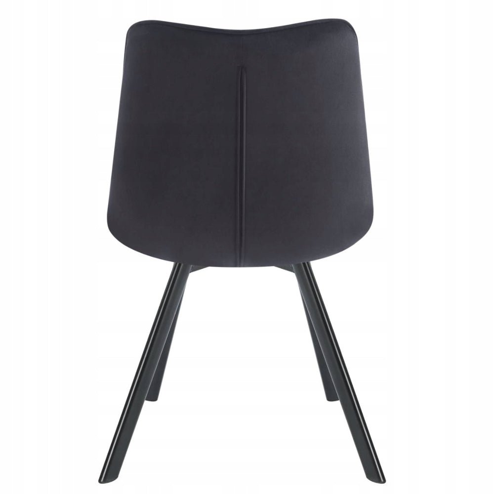 Scaun tapitat din catifea, culoare negru, picioare metalice negre, stil loft, pentru living si dining, 89 cm - Reelken