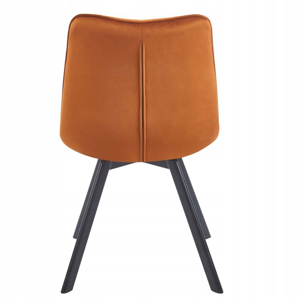 Scaun tapitat din catifea, culoare scortisoara/cupru, picioare metalice negre, stil loft, pentru living si dining, 87 cm - Reelken